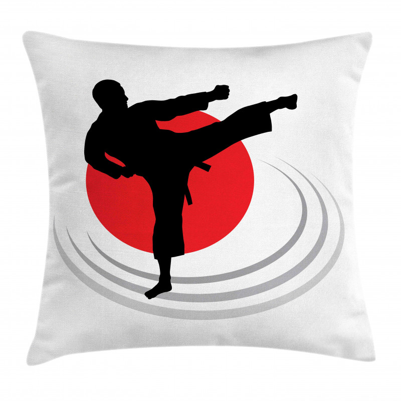 Man Karate Kick Silhouette Pillow Cover