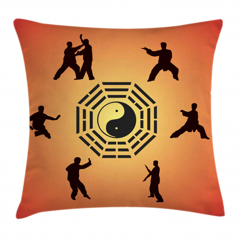 Yin Yang and Karate Poses Pillow Cover