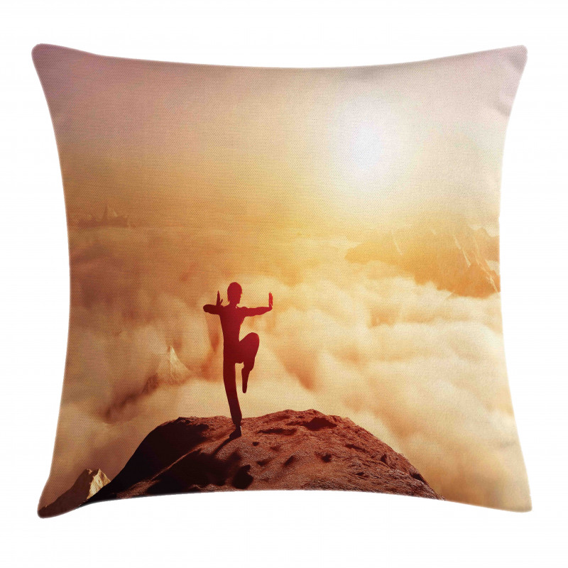 Karate Posed Man at Sunset Pillow Cover