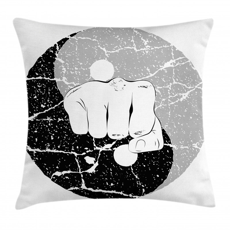 Fist in Yin Yang Pillow Cover