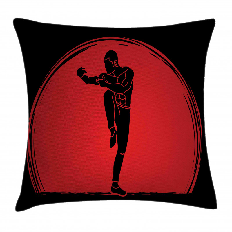 Man Silhouette Pose Round Pillow Cover