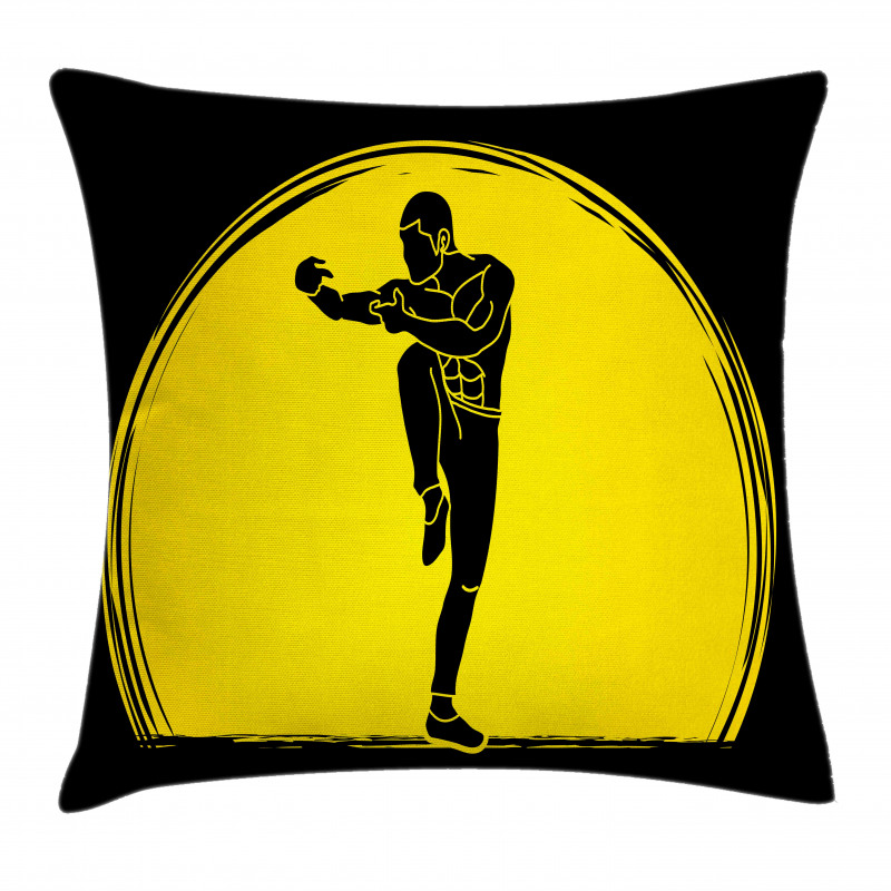 Karate Pose Man on Moon Pillow Cover