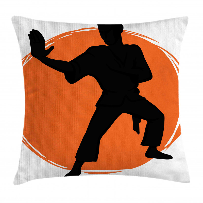 Karate Pose Man in Uniforms Pillow Cover