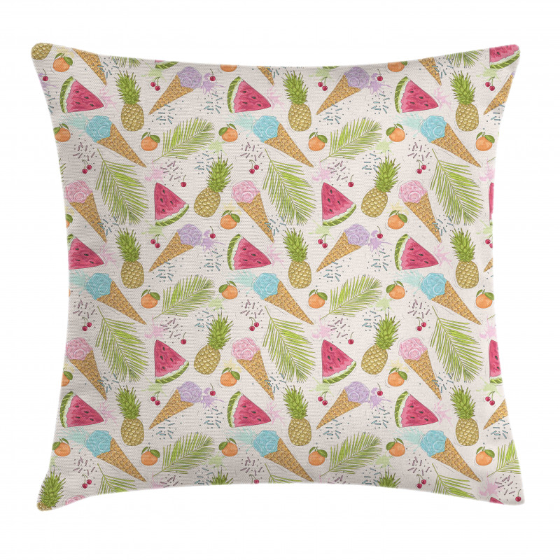 Ice Creams and Fruits Pillow Cover