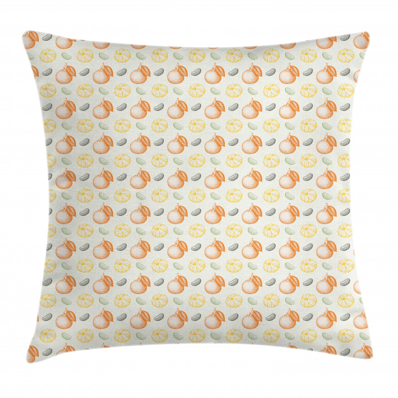 Engraved Drawn Mandarins Pillow Cover