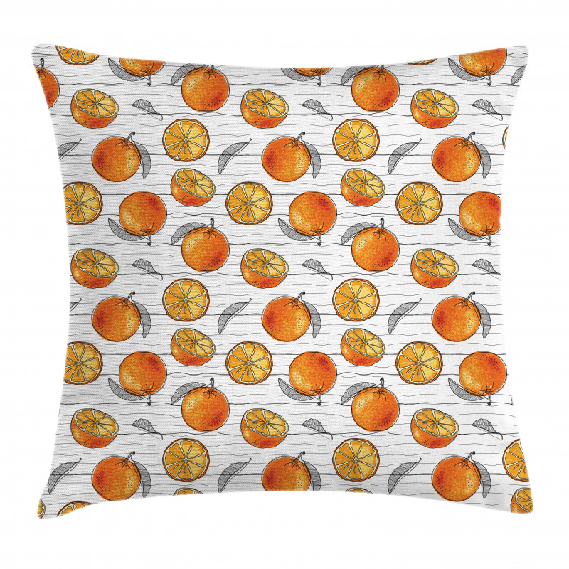 Sketch Lines and Oranges Pillow Cover