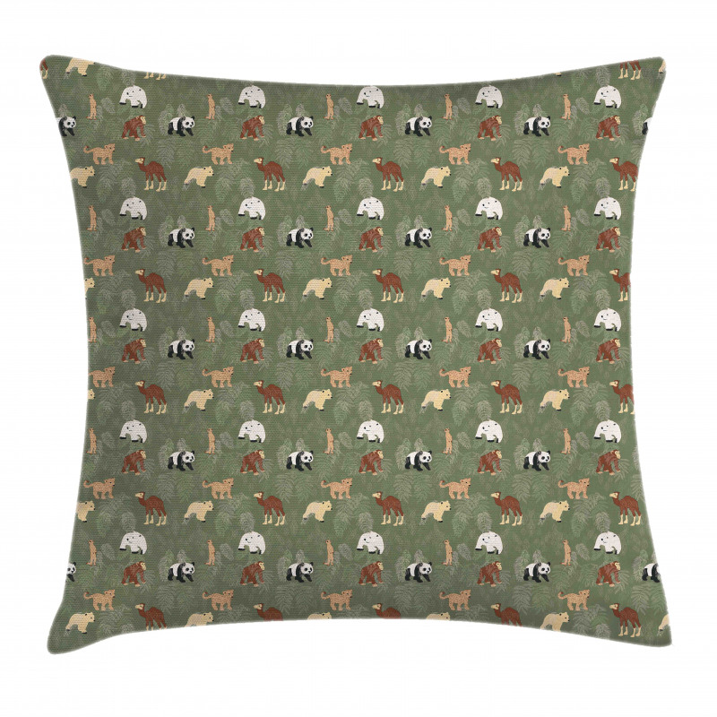 Leaves and Animals Pillow Cover