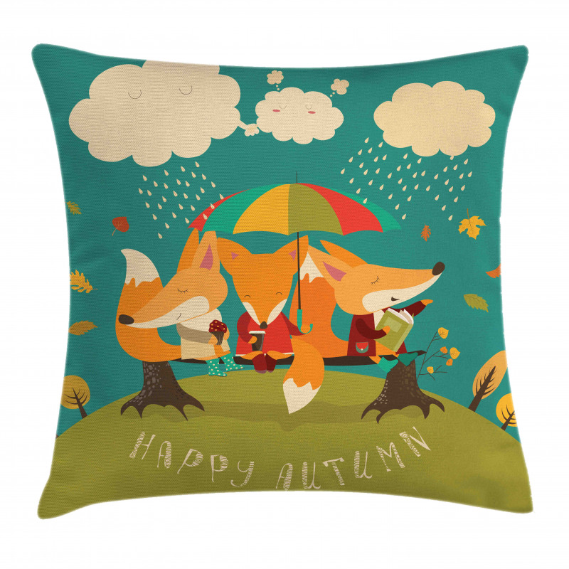 Foxes Umbrella Pillow Cover