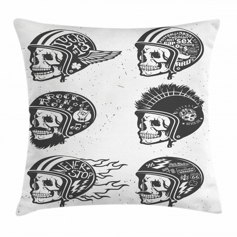 Greyscale Sketch Skulls Pillow Cover