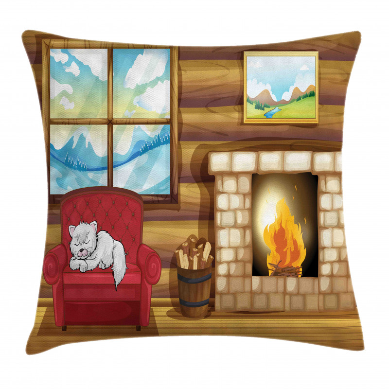 Sleepy Cat Rustic House Pillow Cover