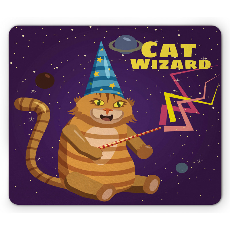 Cat Wizard Funny Cartoon Mouse Pad