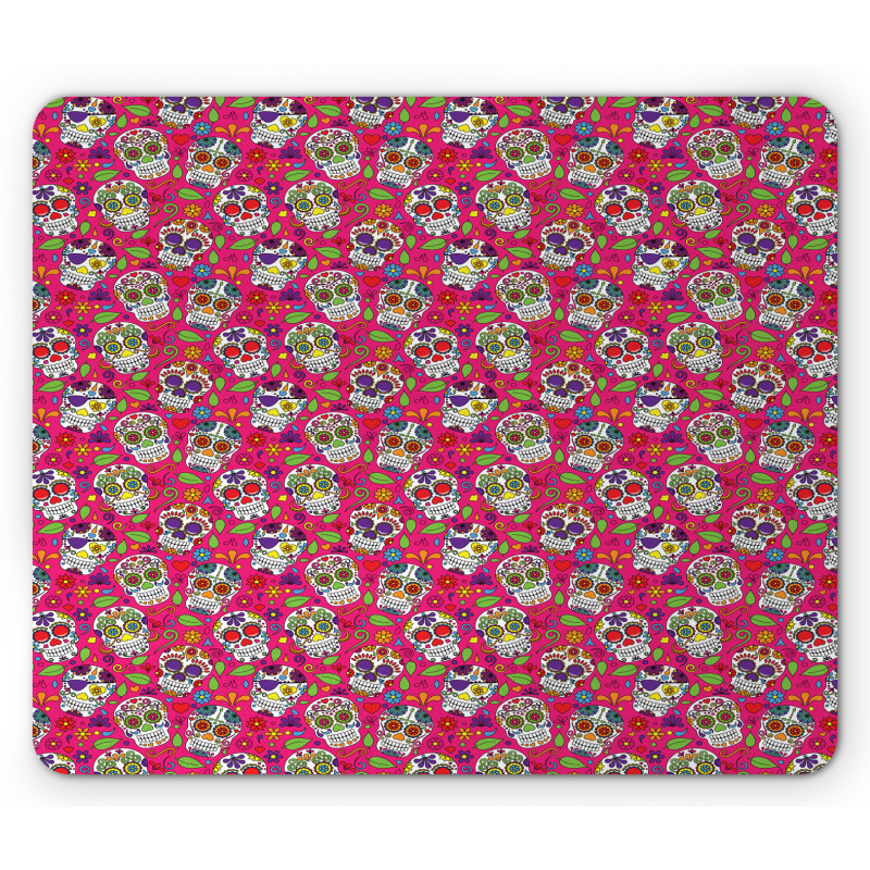 Sugar Skull Flowers Mouse Pad