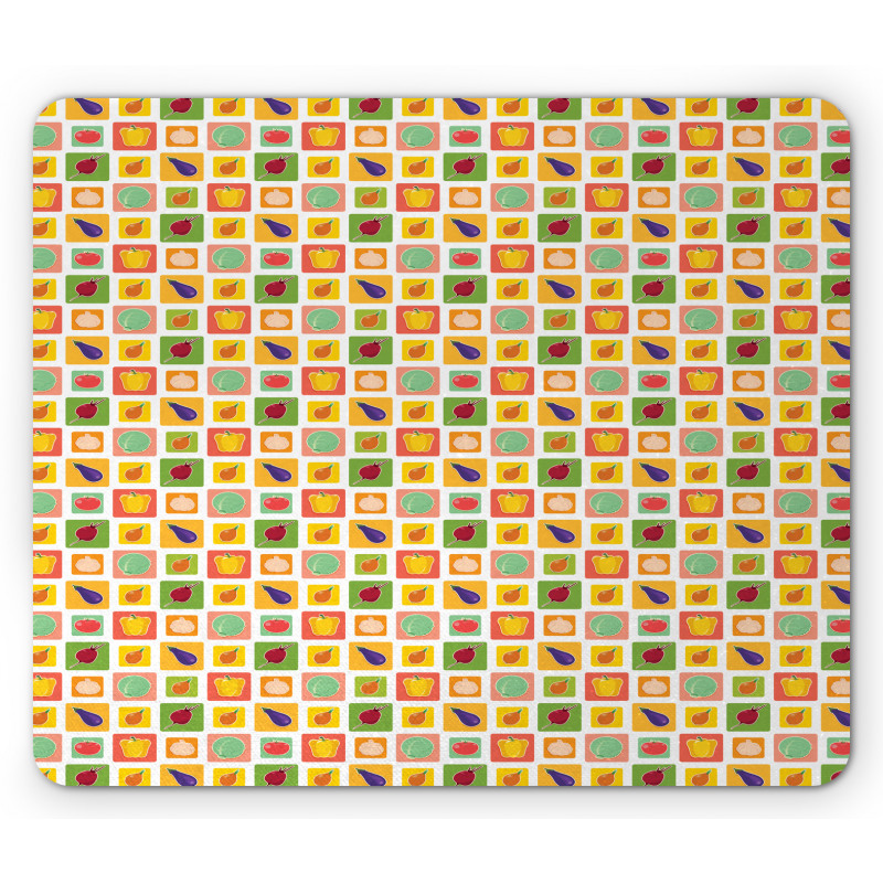 Foods in Vivid Squares Mouse Pad