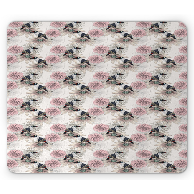 Vintage Toucan and Flowers Mouse Pad