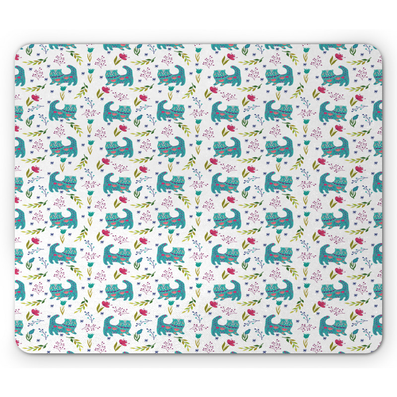 Folkloric Ornate Happy Cat Mouse Pad