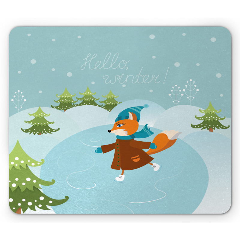 Fox and Hello Winter Mouse Pad