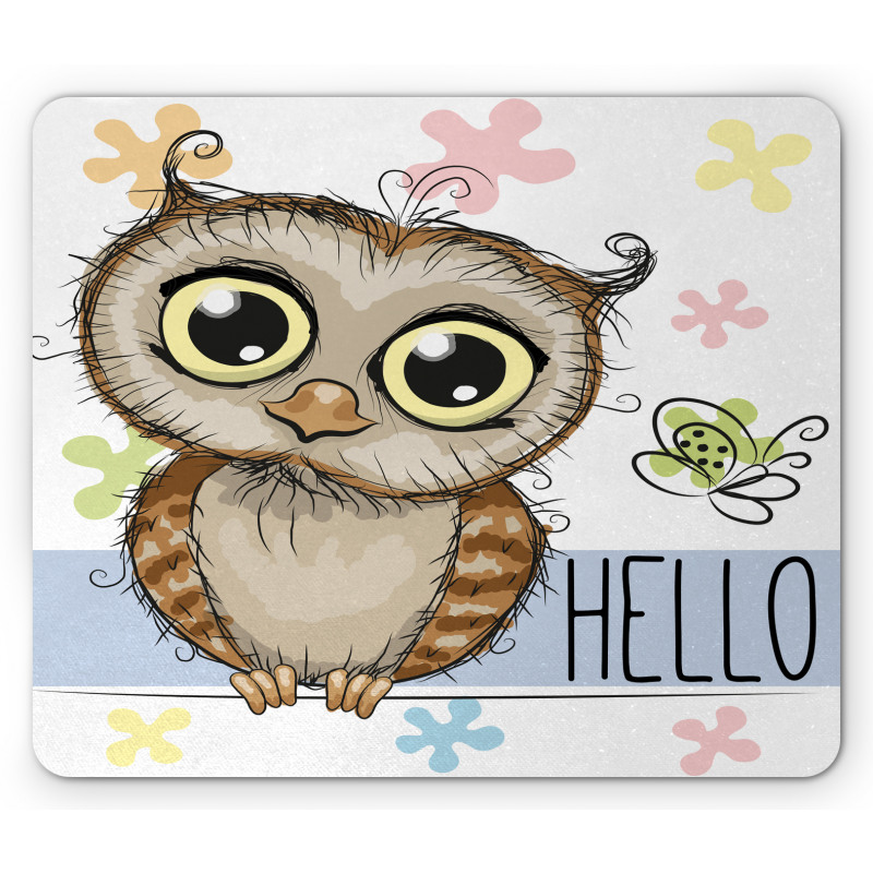 Cartoon Butterfly Hello Mouse Pad