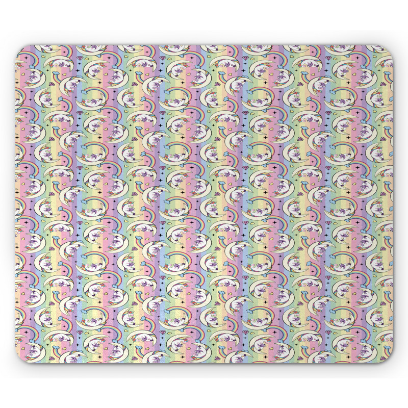 Multicolor Bookworm Unicorn Mouse Pad