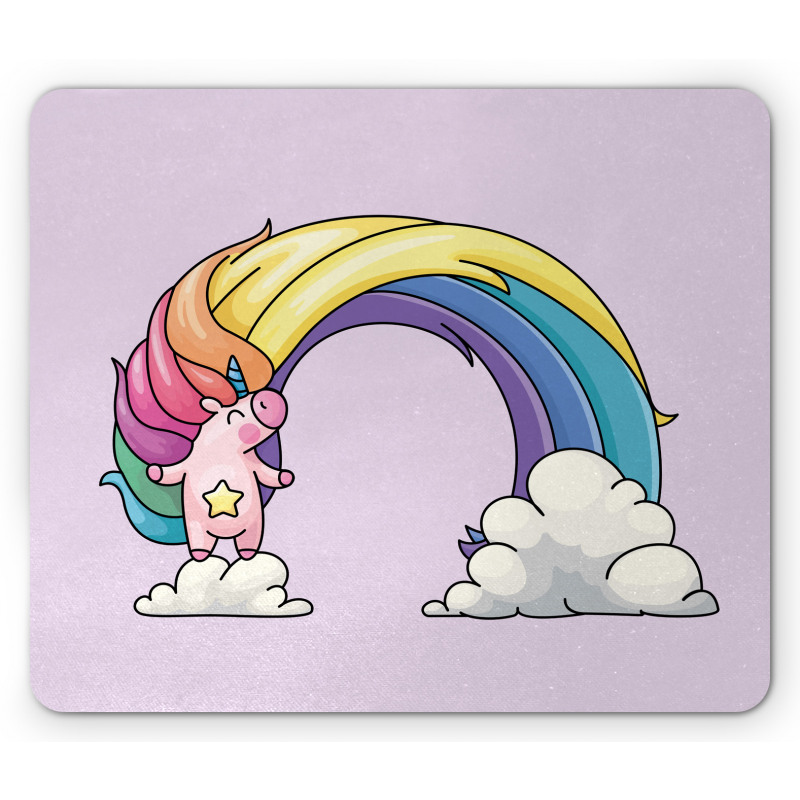 Funny Unicorn Colorful Mane Mouse Pad