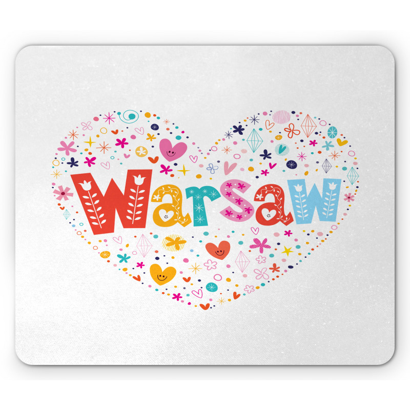 Warsaw Wording and Flowers Mouse Pad