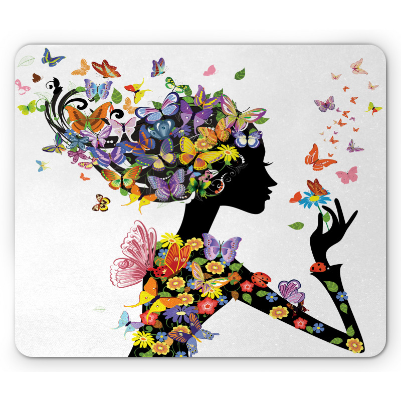 Flowers with Butterfly Mouse Pad