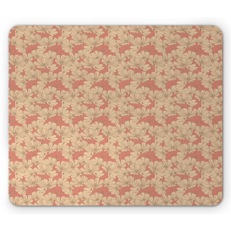 Simplistic Nostalgic Flowers Mouse Pad