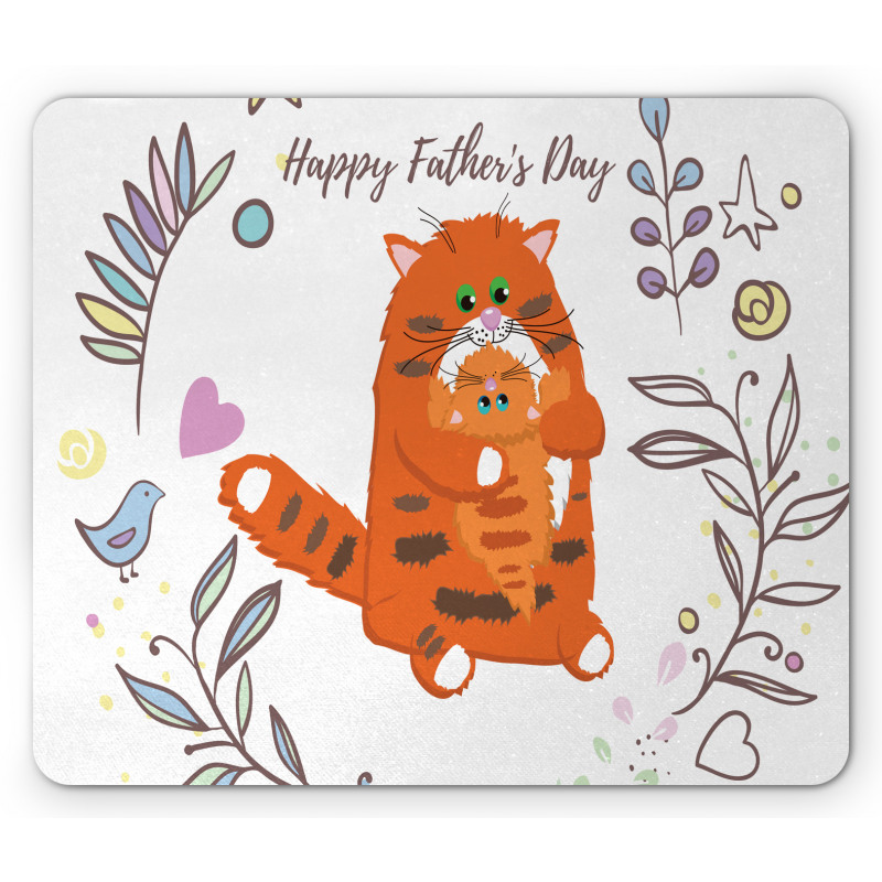 Dad and Kitten Flowers Mouse Pad