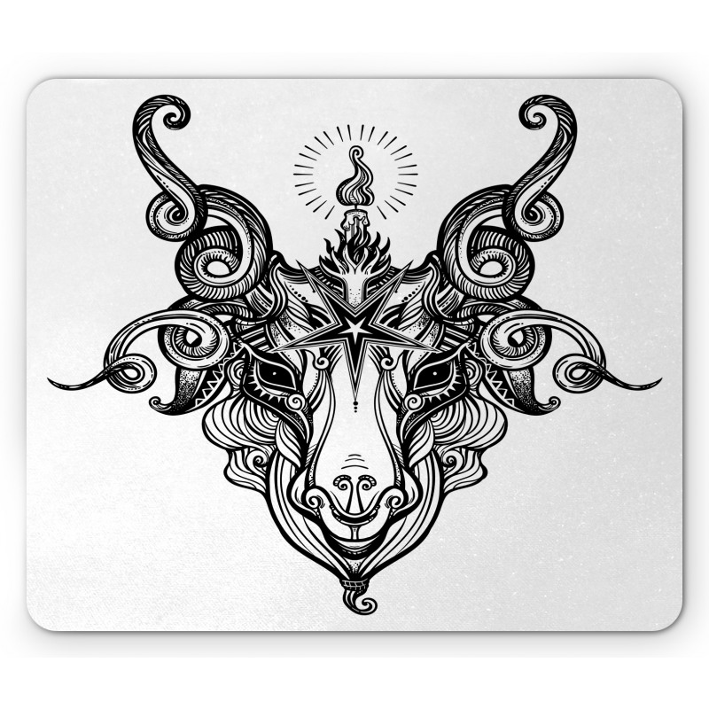 Satanic Goat Head Sketch Mouse Pad