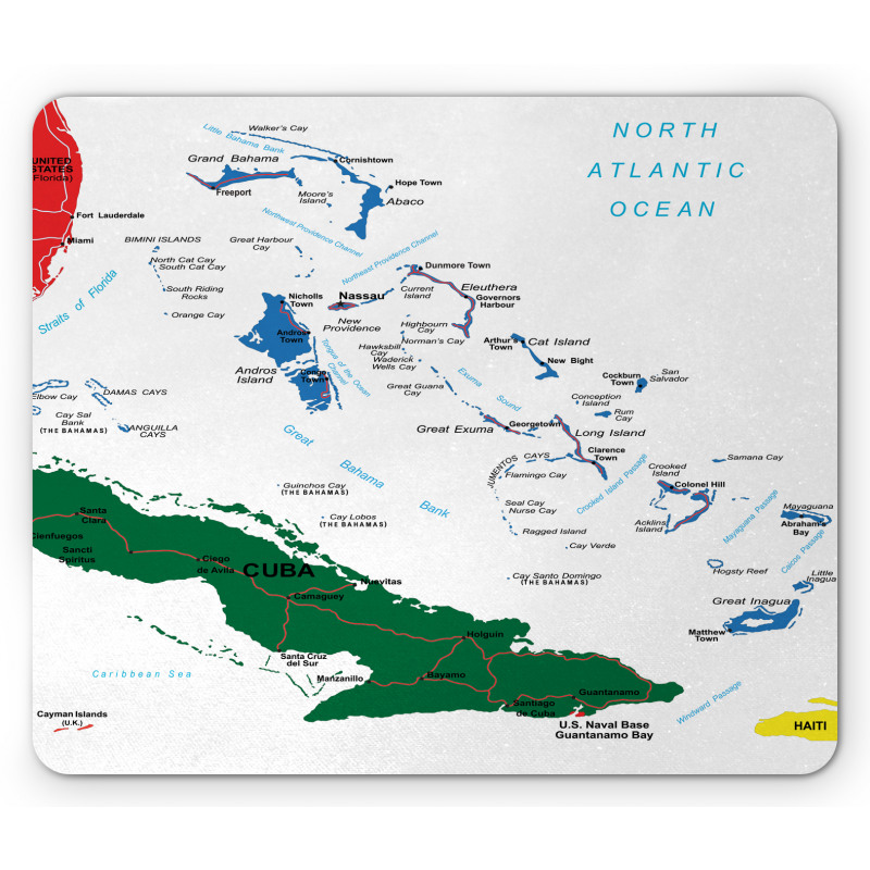 Bahamas Map Beach Ocean Mouse Pad