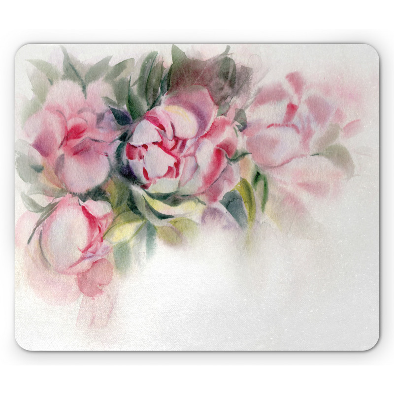 Watercolor Romantic Flowers Mouse Pad