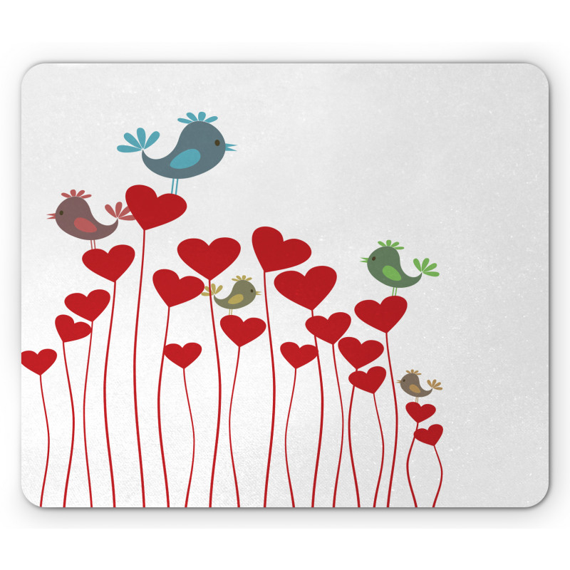Spring Hearts Birds Mouse Pad