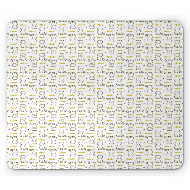 Cursive Meow Paw Pattern Mouse Pad