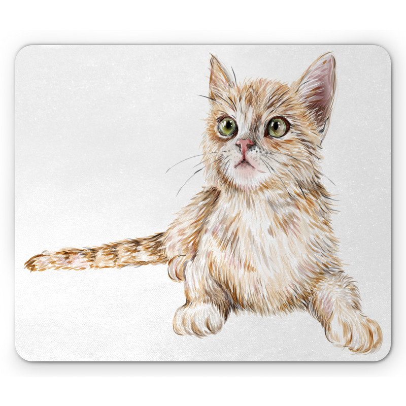 Hand Drawn Ginger Kitten Mouse Pad