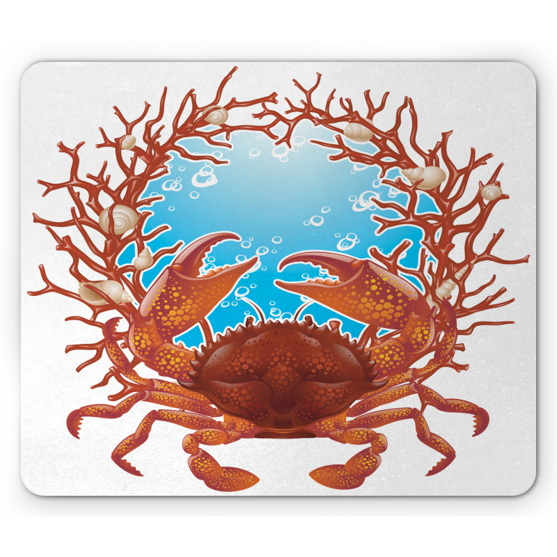 Seashells and Red Coral Mouse Pad