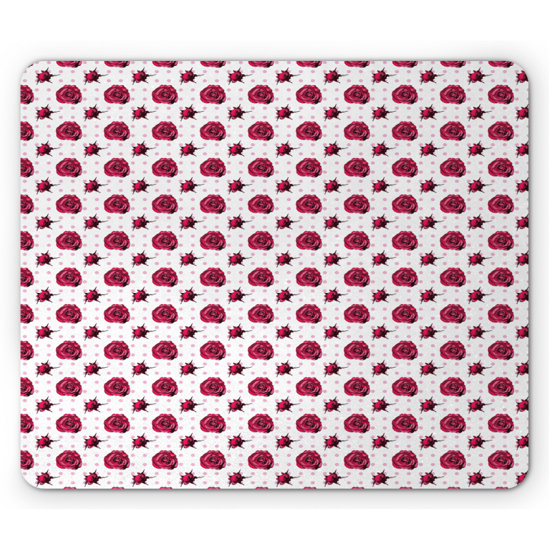 Polka Dots Flowers Mouse Pad