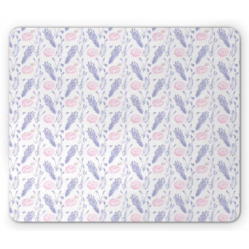 Lavender Floral Sketch Mouse Pad