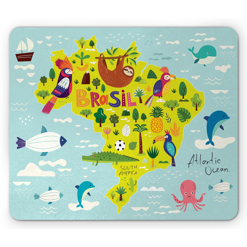 Brasil Map Symbolic Items Mouse Pad