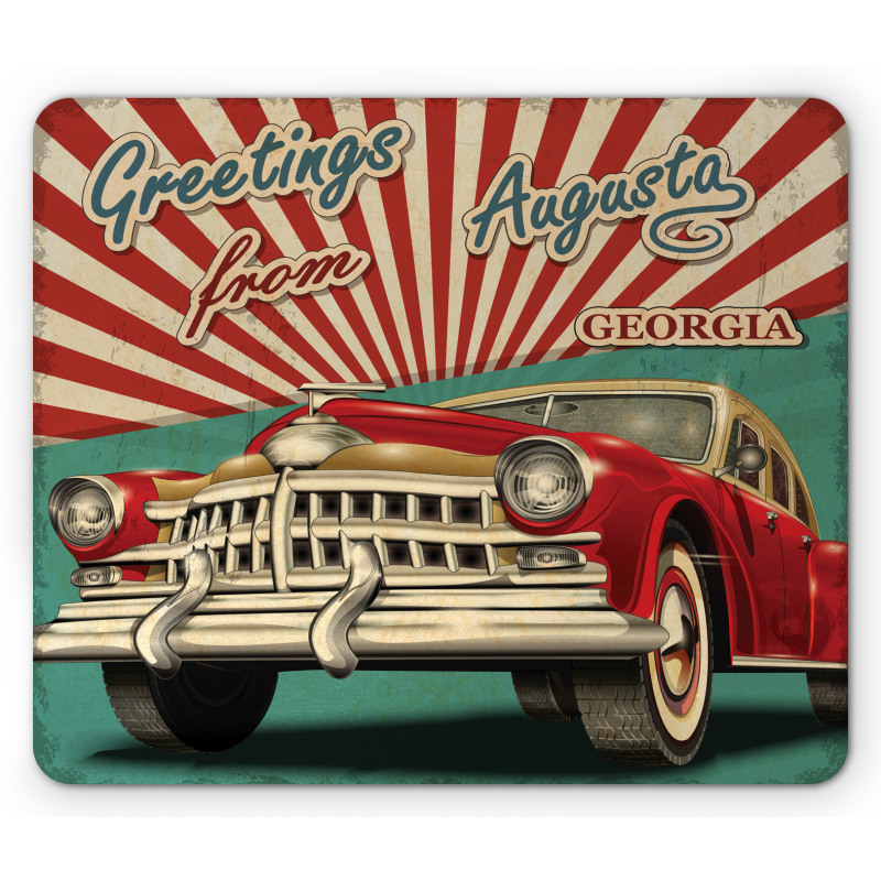 Grunge Retro Car Sunburst Mouse Pad