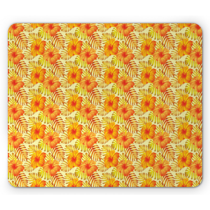 Exotic Flowers Palm Leaf Mouse Pad