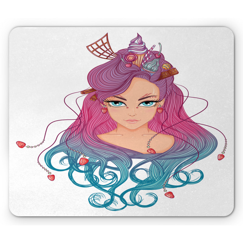 Colorful Hair Girl Mouse Pad