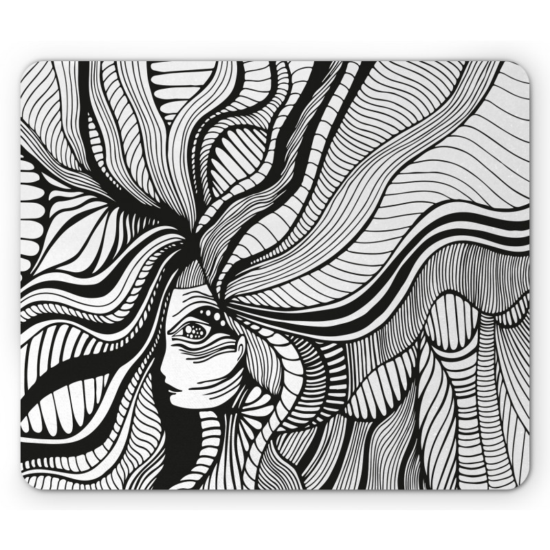 Surreal Striped Hair Mouse Pad