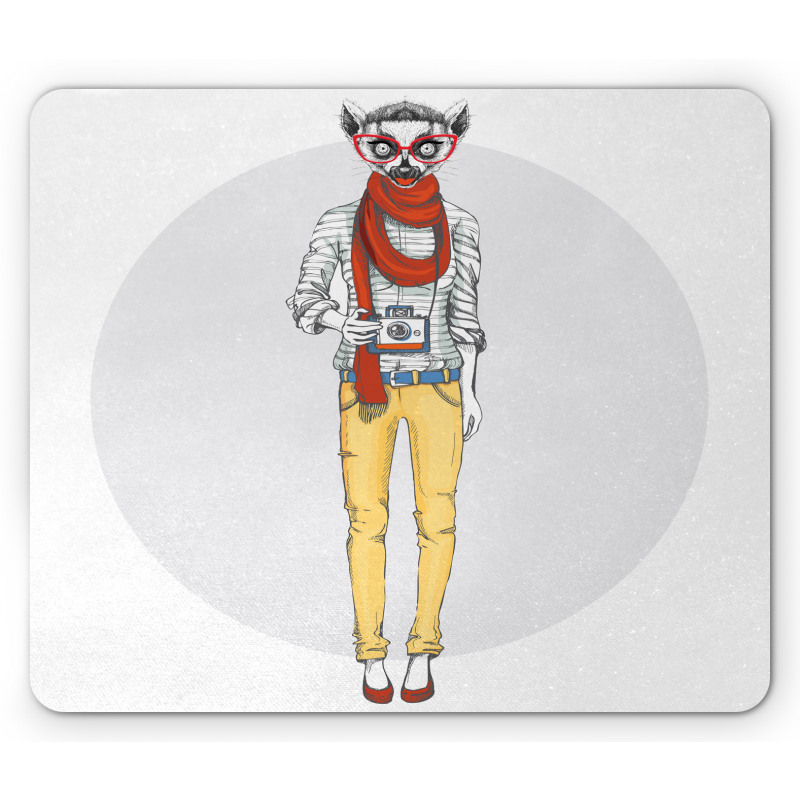 Hipster Style Animal Cartoon Mouse Pad