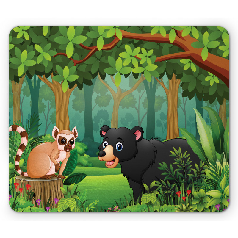 Wild Forest Life Bear Cartoon Mouse Pad