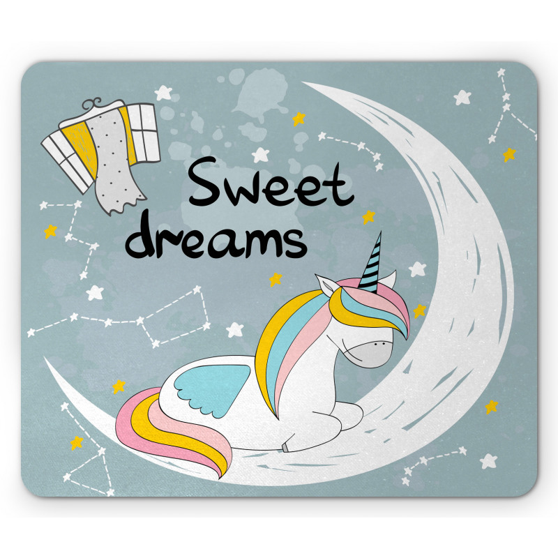 Unicorn on Crescent Mouse Pad