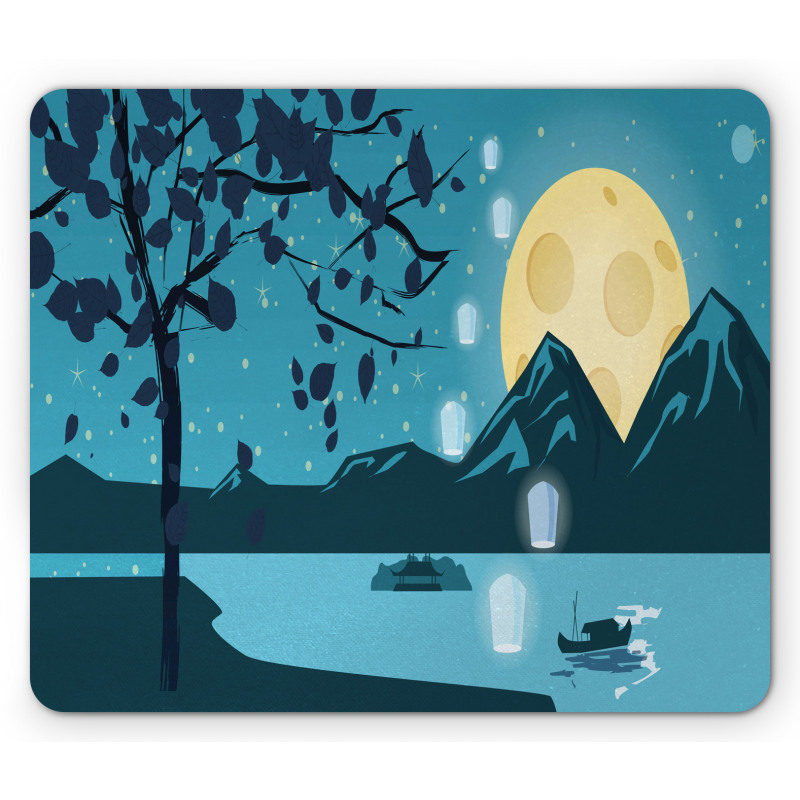 Night Landscape Moon Mouse Pad