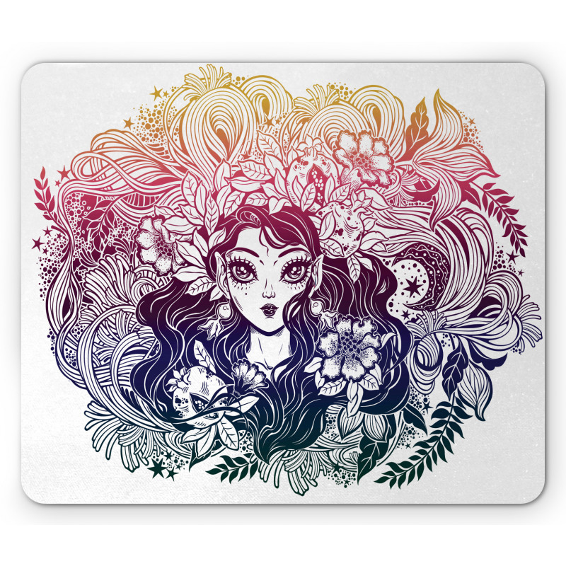 Celtic Floral Fairy Girl Mouse Pad