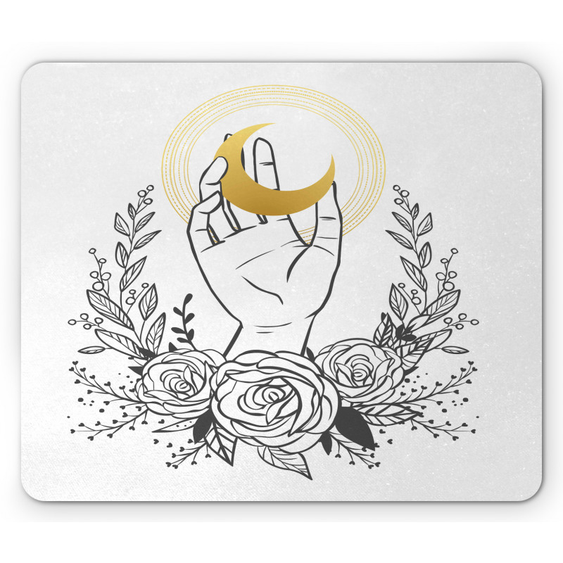 Crescent Floral Wreath Mouse Pad