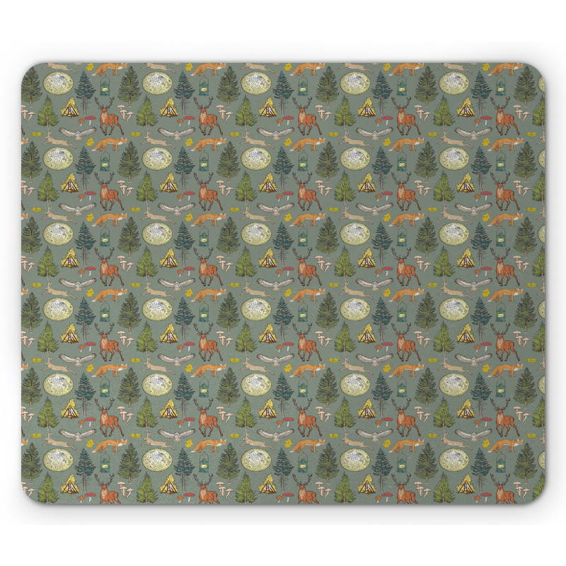 Night at Forest Trees Mouse Pad