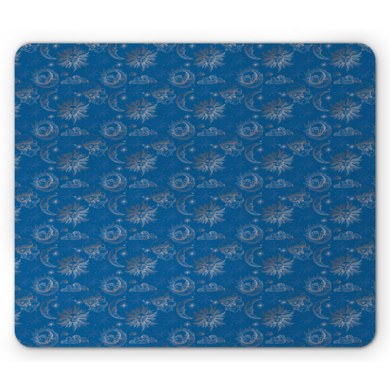 Monochrome Celestial Sun Mouse Pad