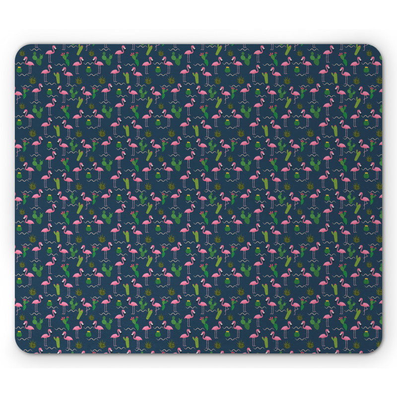 Cactus Flamingo Pattern Mouse Pad